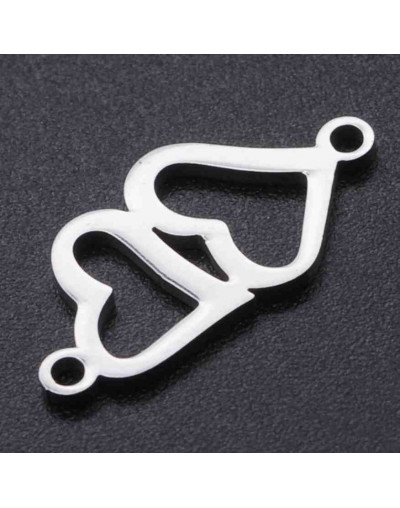 Corazones Acero inoxidable Color plateado 19x9x1 milímetros 1,4 mm perforación 1 unidad