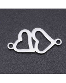 Corazones Acero inoxidable Color plateado 19x9x1 milímetros 1,4 mm perforación 1 unidad