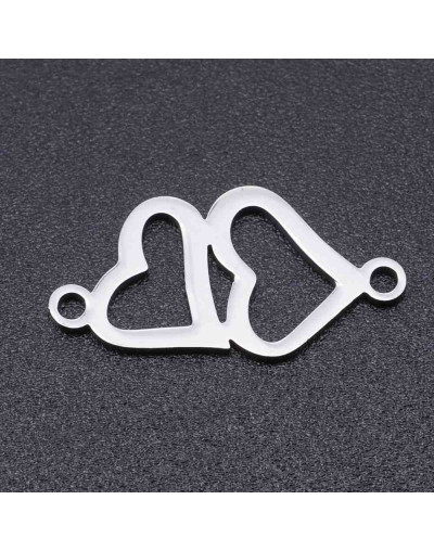 Corazones Acero inoxidable Color plateado 19x9x1 milímetros 1,4 mm perforación 1 unidad