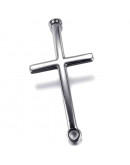 Cruz. Acero inoxidable. Color plateado 49x22x2,5 milímetros. 3 mm perforación. 1 unidad.