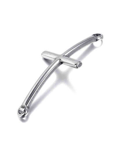 Cruz. Acero inoxidable. Color plateado 49x22x2,5 milímetros. 3 mm perforación. 1 unidad.