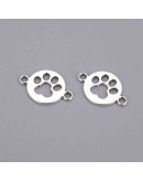Huellas de perro Aleación Color plata antigua 17x24x1,5 mm 2,5 mm perforación 10 unidades