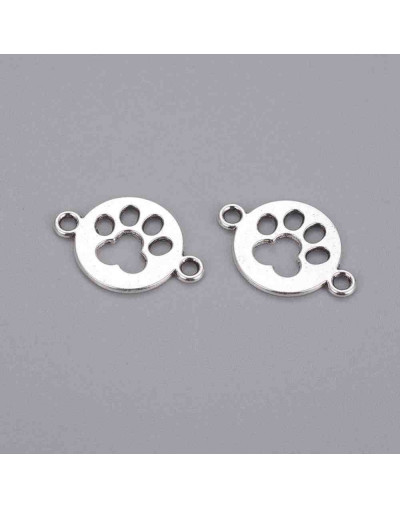 Huellas de perro Aleación Color plata antigua 17x24x1,5 mm 2,5 mm perforación 10 unidades