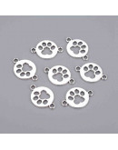 Huellas de perro Aleación Color plata antigua 17x24x1,5 mm 2,5 mm perforación 10 unidades