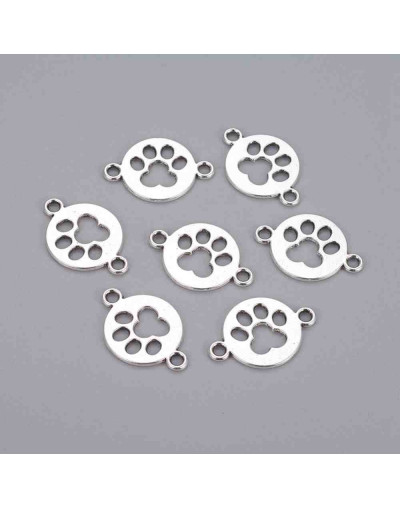 Huellas de perro Aleación Color plata antigua 17x24x1,5 mm 2,5 mm perforación 10 unidades