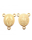 Virgen María. Acero inoxidable. Color dorado. Link rosario. 20x15x0,8 mm. 2 mm perforación. 1 unidad