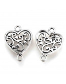 Corazones Aleación Color plata antigua 19x14x2 mm 2 mm perforación 10 unidades