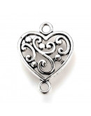 Corazones Aleación Color plata antigua 19x14x2 mm 2 mm perforación 10 unidades