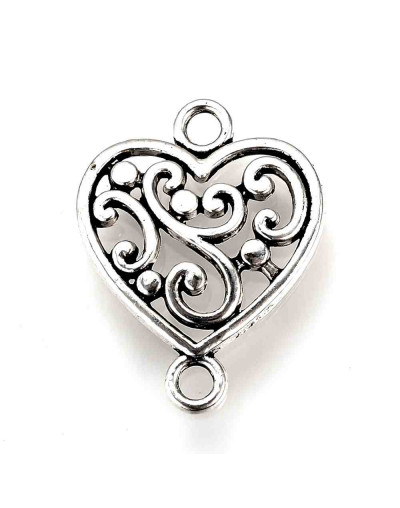 Corazones Aleación Color plata antigua 19x14x2 mm 2 mm perforación 10 unidades