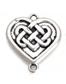 Corazón Aleación Color plata antigua 27x24x2 mm 2 mm perforación 5 unidades