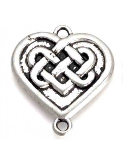 Corazón Aleación Color plata antigua 27x24x2 mm 2 mm perforación 5 unidades