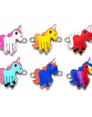 Unicornios. Aleación de cobre y esmalte. 22x23 milímetros. 4 unidades