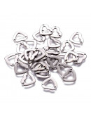 Corazones. Acero inoxidable. Color plateado. 10x11x0,8 milímetros. 1,2 mm perforación. 5 unidades.