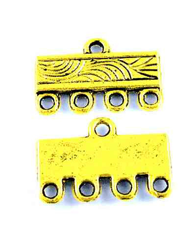 Enlace. Aleación. Color oro antiguo. 15x10 milímetros. 10 unidades