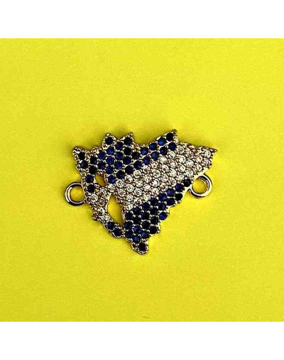 Mapa Nicaragua/Bandera. Aleación+Zirconia. Baño 18K Gold. 20x18x2,5 mm. 2 mm perforación. 1 unidad.