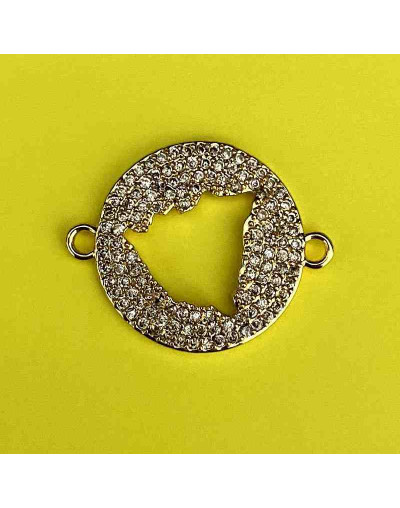 Mapa Nicaragua. Aleación+Zirconia. Baño 18K Gold. 20x20x3 mm. 2 mm perforación. 1 unidad.