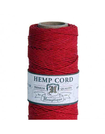 Hilo de hemp 1 mm grosor Rojo Pulido y calibrado Cono de 62 metros 1 cono