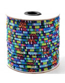 Cordón étnico de tela. Tono azul. 4 milímetros grosor. 1 metro.