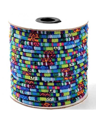 Cordón étnico de tela. Tono azul. 4 milímetros grosor. 1 metro.