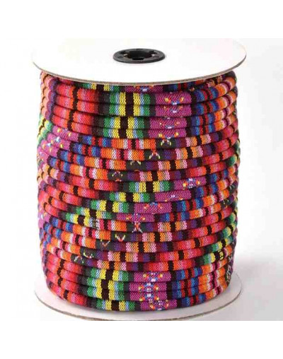 Cordón étnico de tela. Tono rojo. 4 milímetros grosor. 1 metro.