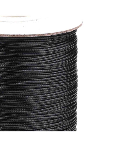 Cordón de poliester encerado. Piel de Serpiente. Color BLACK. 1 mm grosor. 80 metros cono. Cordón de poliester encerado. Piel de Serpiente. Color BLACK. 1 mm grosor. 80 metros cono.
