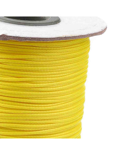 Cordón de poliester encerado. Piel de Serpiente. Color YELLOW. 1 mm grosor. 80 metros cono. Cordón de poliester encerado. Piel de Serpiente. Color YELLOW. 1 mm grosor. 80 metros cono.