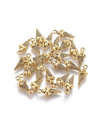 Helados. Aleación de cobre. Color oro antiguo.18,5x7x4 mm. 2 mm perforación. 10 uds Helados. Aleación de cobre. Color oro antiguo.18,5x7x4 mm. 2 mm perforación. 10 uds
