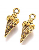 Helados. Aleación de cobre. Color oro antiguo.18,5x7x4 mm. 2 mm perforación. 10 uds Helados. Aleación de cobre. Color oro antiguo.18,5x7x4 mm. 2 mm perforación. 10 uds