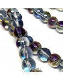 Esfera. Arcoiris plateado. 08 milímetros. 1.5 mm perforación. 100 unidades hilo (aproximado).