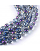 Esfera. Arcoiris plateado. 08 milímetros. 1.5 mm perforación. 100 unidades hilo (aproximado).