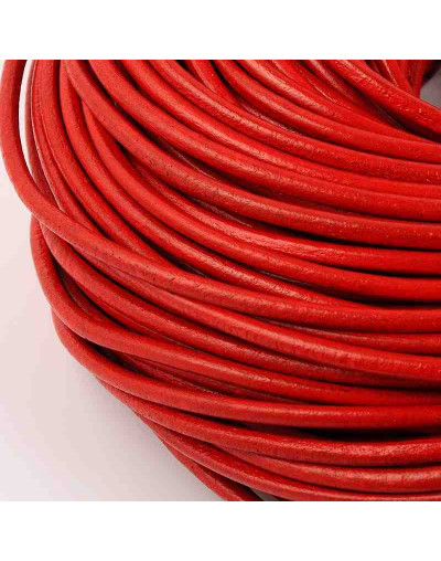 Cuero natural Rojo 3 milímetros grosor 2 metros