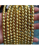 Hematite sintético. Dorado. 04 mm diámetro. 1 mm perforación. 90 uds hilo (aproximado) Hematite sintético. Dorado. 04 mm diámetro. 1 mm perforación. 90 uds hilo (aproximado)