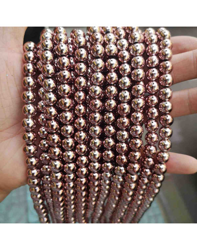 Hematite sintético. Gold rose. 04 mm diámetro. 1 mm perforación. 90 uds hilo (aproximado)