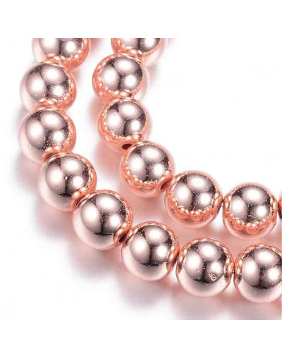 Hematite sintético. Gold rose. 06 mm diámetro. 1 mm perforación. 60 unidades hilo (aproximado)