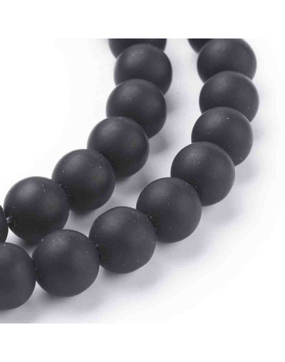 Piedra sintética. Negro mate. 10 mm diámetro. 1 mm perforación. 35 unidades hilo (aproximado)