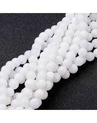 Jade. Blanco. 08 milímetros diámetro. 1 mm perforación. 40 unidades hilo (aproximado)