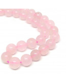 Cuarzo Rosa. 12 mm diámetro. 1 mm perforación. 30 unidades hilo (aproximado)