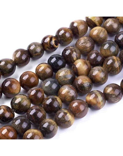 Ojo de Tigre. 08 mm diámetro. 1,20 mm perforación. 45 unidades hilo (aproximado)