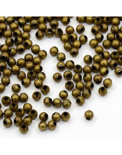 Separadores esfera Bronce Color bronce antiguo 3 mm diámetro 1.2 mm perforación 100 uds aproximado