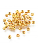 Esfera. Aleación de cobre. Color dorado. 4 mm diámetro. 1,5 mm perforación. 100 unidades aprox.