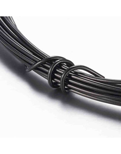 Aluminio. Alambre redondo. Calibre 12 (2 milímetros diámetro). Color negro. 5 metros.