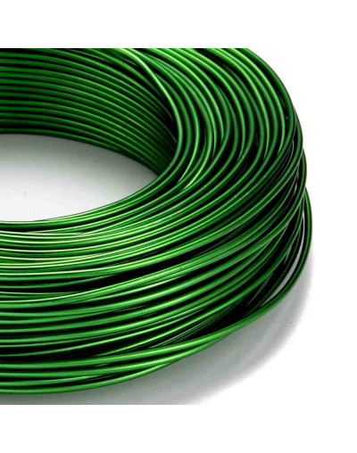 Aluminio. Alambre redondo. Calibre 12 (2 milímetros diámetro). Color verde. 5 metros.