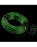 Aluminio. Alambre redondo. Calibre 12 (2 milímetros diámetro). Color verde. 5 metros.