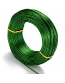 Aluminio. Alambre redondo. Calibre 12 (2 milímetros diámetro). Color verde. 5 metros.