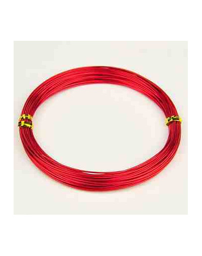 Aluminio. Alambre redondo. Calibre 12 (2 milímetros diámetro). Color rojo. 5 metros.