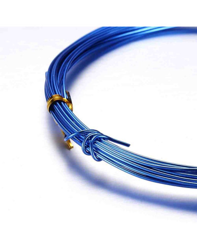 Aluminio. Alambre redondo. Calibre 12 (2 milímetros diámetro). Color azul. 5 metros.