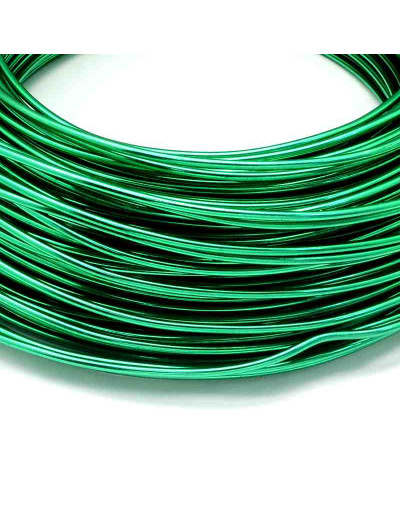 Aluminio. Alambre redondo. Calibre 18 (1 milímetro diámetro). Color verde. 10 metros.