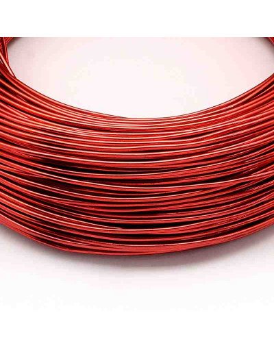 Aluminio. Alambre redondo. Calibre 18 (1 milímetro diámetro). Color rojo. 10 metros.