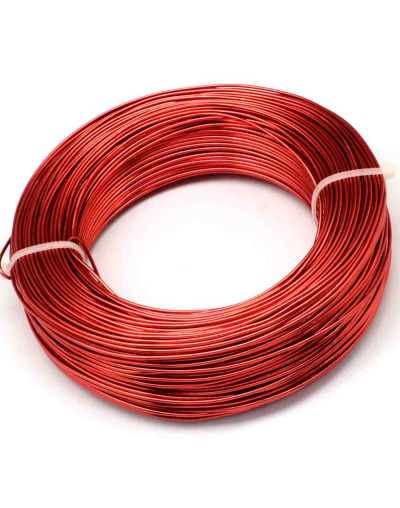 Aluminio. Alambre redondo. Calibre 18 (1 milímetro diámetro). Color rojo. 10 metros.