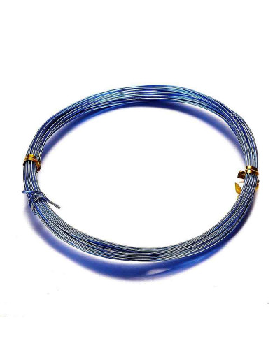 Aluminio. Alambre redondo. Calibre 18 (1 milímetro diámetro). Color celeste. 10 metros.